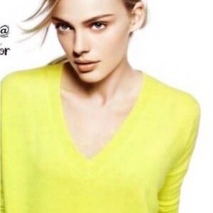 J.Crew Collection neon yellow citrus Italian cashmere sweater size small